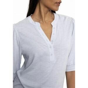 SANCTUARY NWT Womens Organic Cotton Mixed Media T-Shirt In Sky Blue-Size X-Large